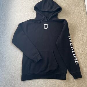 Men's Overtime Black Hoodie with White Lettering